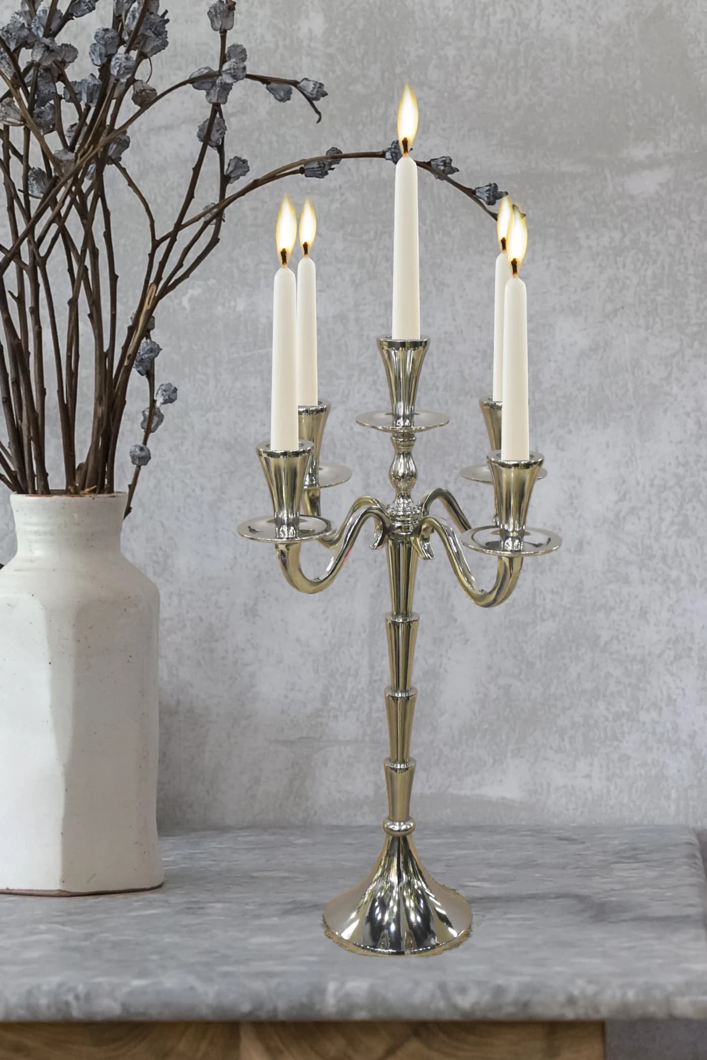 Silver Candelabra 5-light 7 high