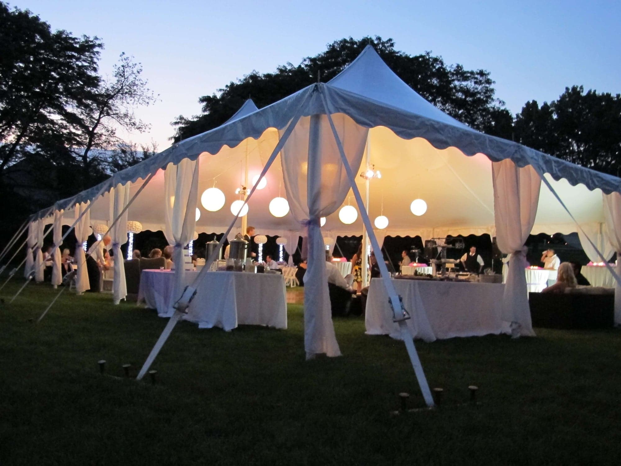 Event lighting rentals for tents and outdoor spaces
